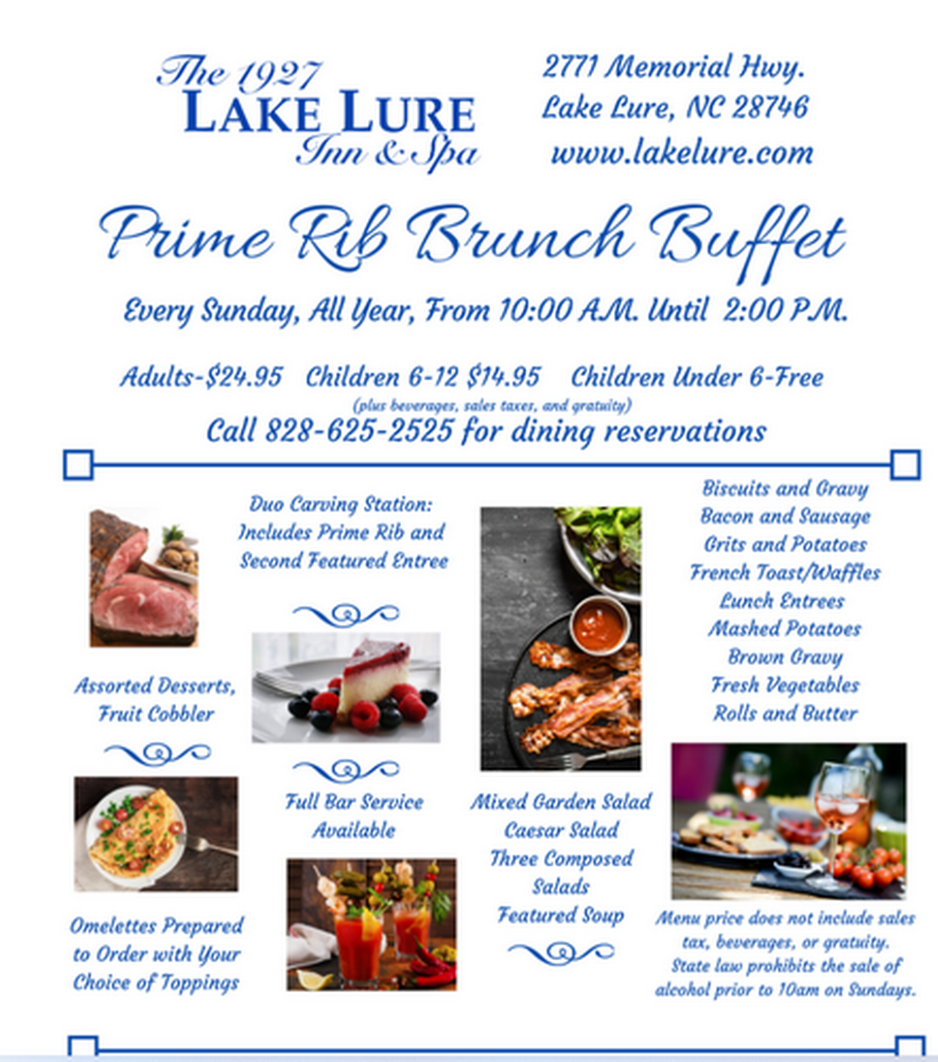 Lake Lure Inn & Spa Sunday Brunch Oct 8, 2023 The Chamber of